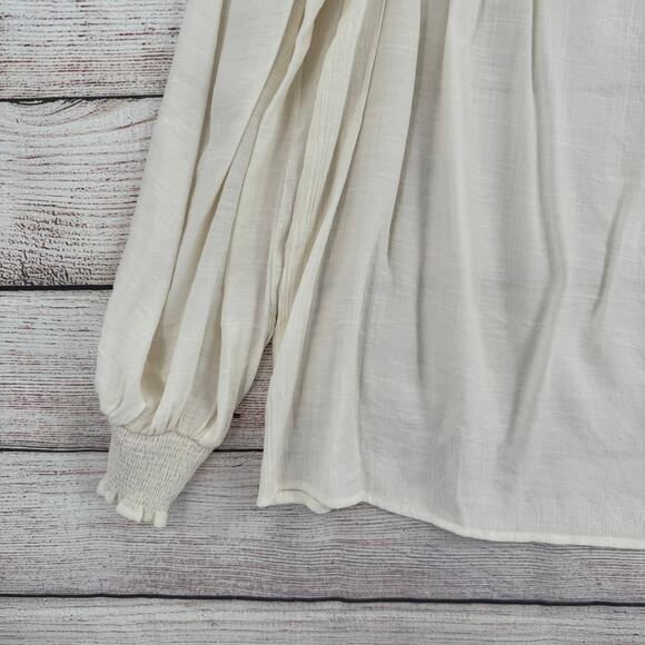 Perch by Blu Pepper Embroidered Blouse Womens 2XL Cream Brown Ruffles - Picture 5 of 13